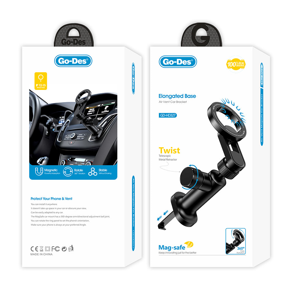 Go Des GD-HD327 Magnetik M-safe Uyumlu 360 Derece Dönebilen Düz Zemin ve Havalandırma Tasarımlı Araç Telefon Tutucu Go Des GD-HD327 Magnetik M-safe Uyumlu 360 Derece Dönebilen Düz Zemin ve Havalandırma Tasarımlı Araç Telefon Tutucu